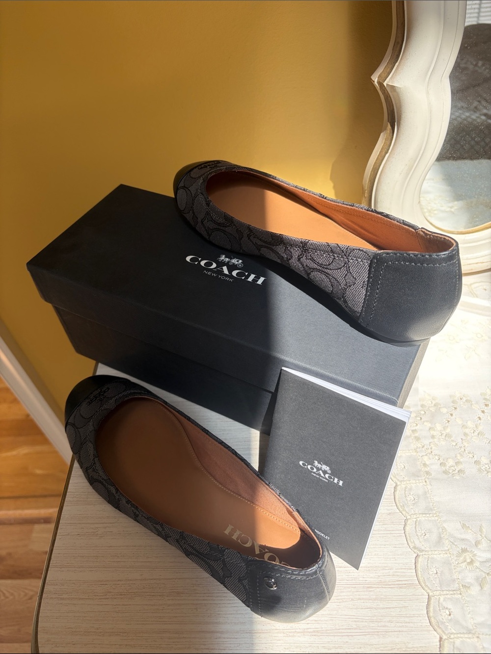 COACH Black Signature Canvas Ballet Flats